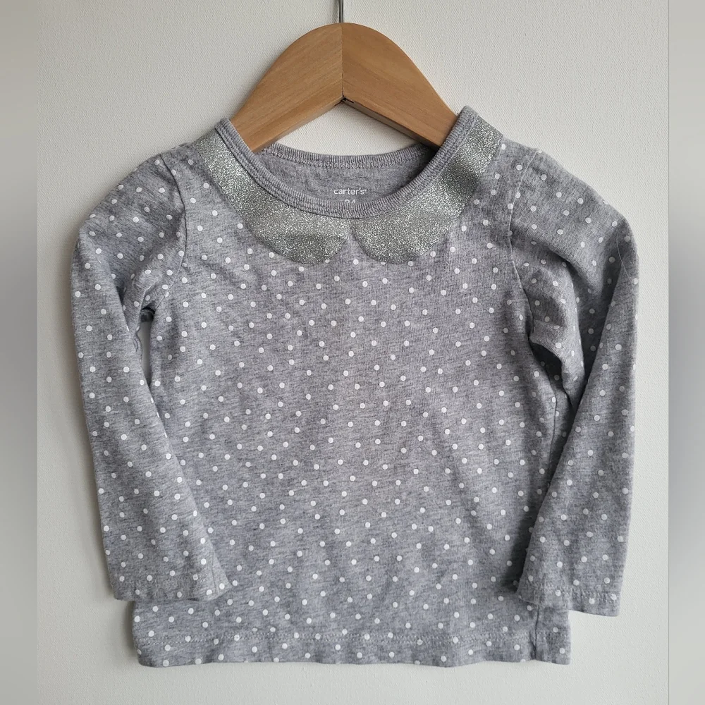 Carter's Gray Polka Dot Shirt 24 Months